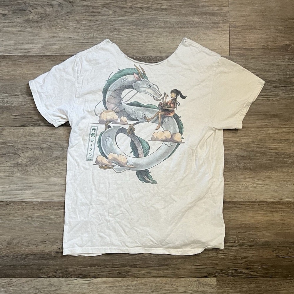Studio Ghibli Spirited Away Haku Chihiro Graphic Tee Women's S Custom Cut